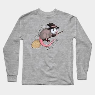 Trash cat witch (Opossum witch) Long Sleeve T-Shirt